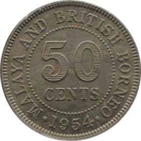 50 centow 1954 malaje i brytyjskie borneo a